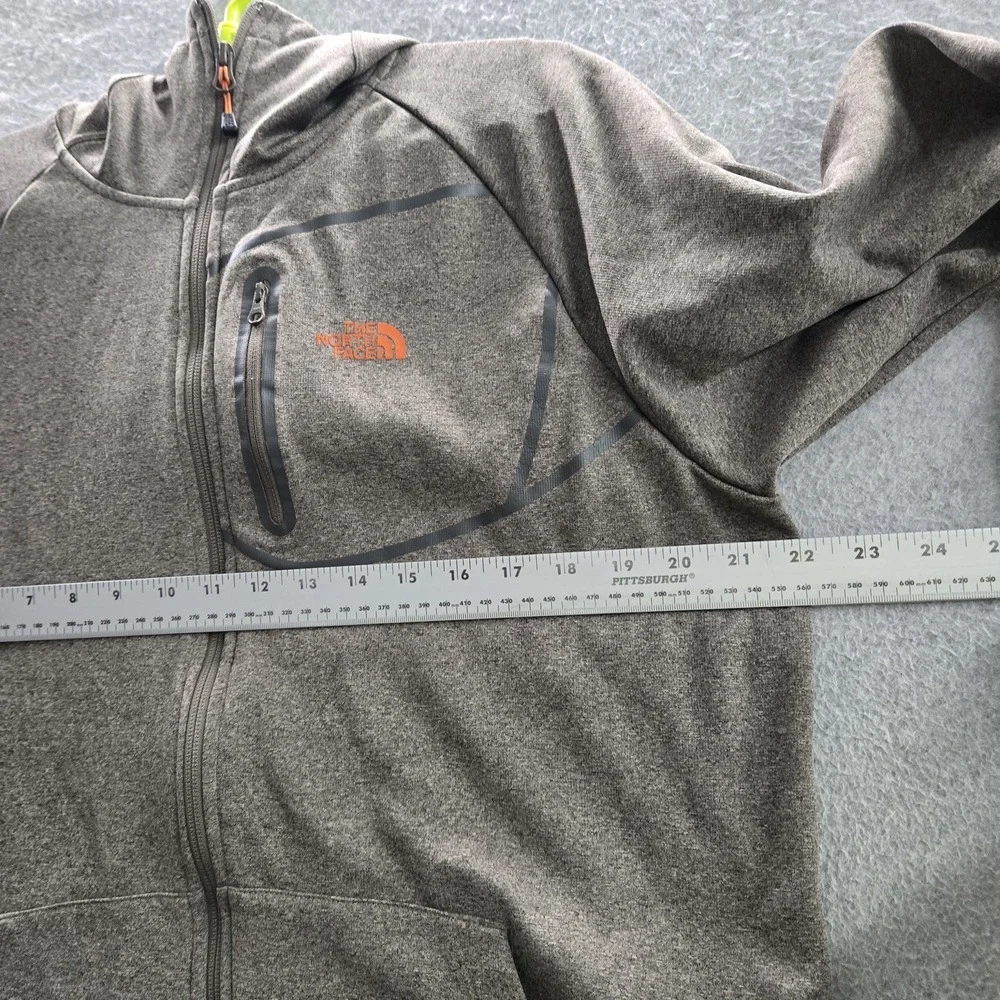 The North Face Men Hoodie Large Brown Fleece Full Zip Logo Pockets Long Sleeve